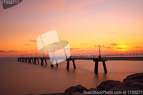 Image of Sunset at coast of the sea
