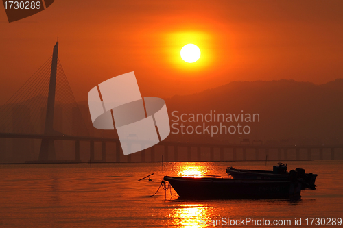 Image of Sunset in Hong Kong along the coast