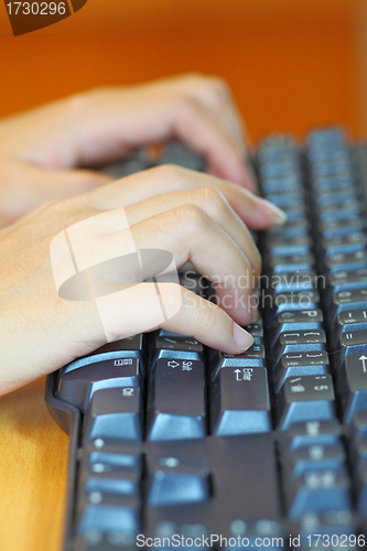 Image of Human hands using computer