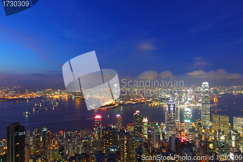 Image of Hong Kong skyline at night, view from the peak