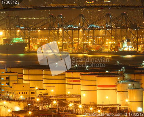 Image of Oil tanks in container terminal 