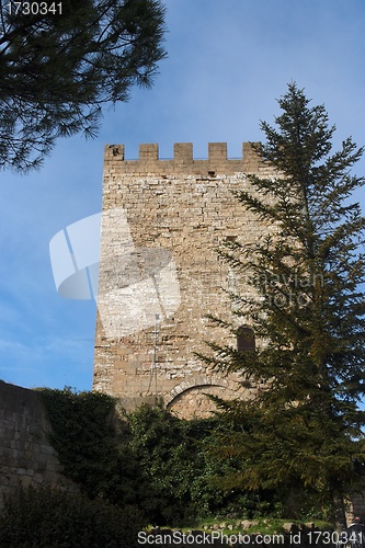 Image of Tower of Castello di Lombardia medieval castle in Enna, Sicily, Italy