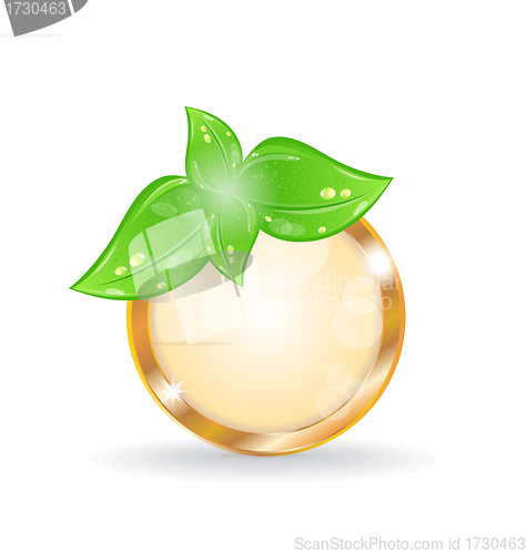 Image of Golden circle frame with eco leaves