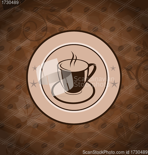 Image of Retro background with coffee mug, coffee bean texture