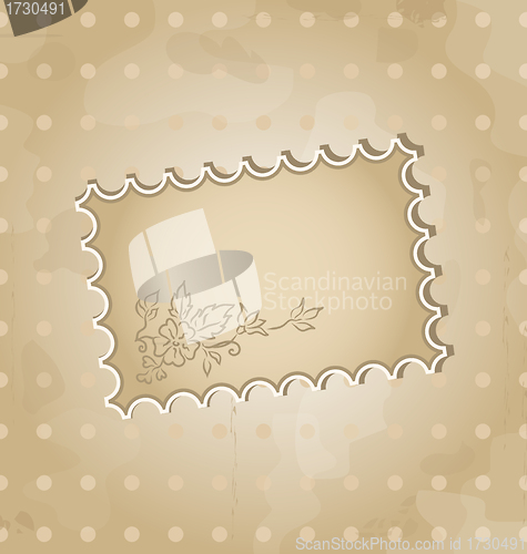 Image of Grunge background with vintage floral label