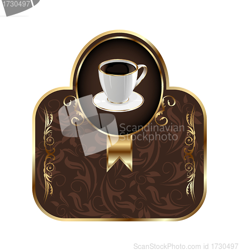 Image of Vintage label for packing coffee, isolated on white background