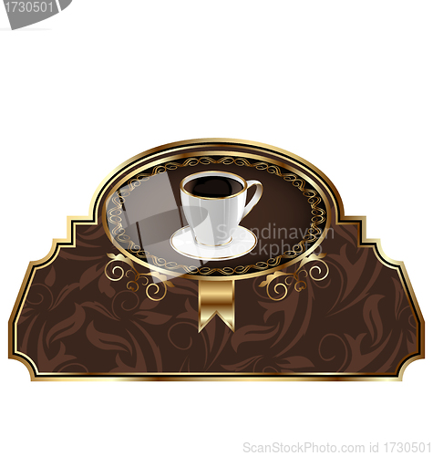 Image of Vintage label for packing coffee, isolated on white background