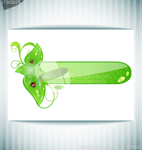 Image of Eco friendly icons with green leaves and ladybugs