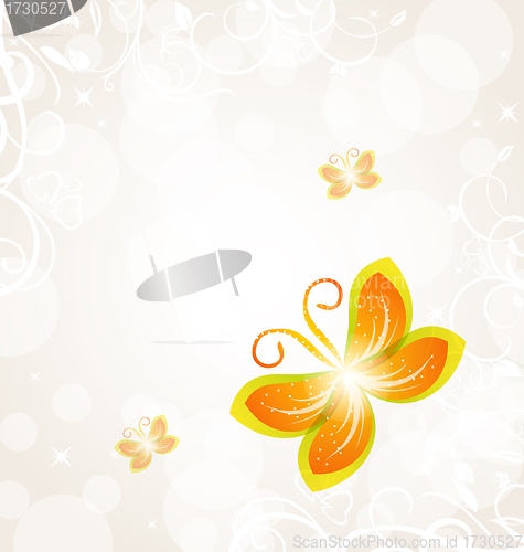 Image of Abstract butterfly on ornamental background