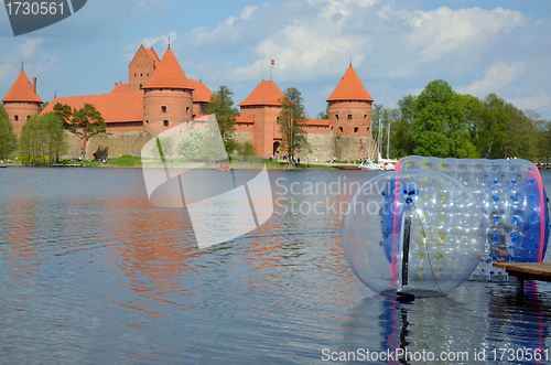 Image of Zorbing on water near Trakai castle Galve lake 