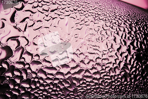 Image of Green drops of water - light from backside. Macro