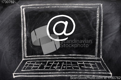 Image of Internet symbol on a portable computer 