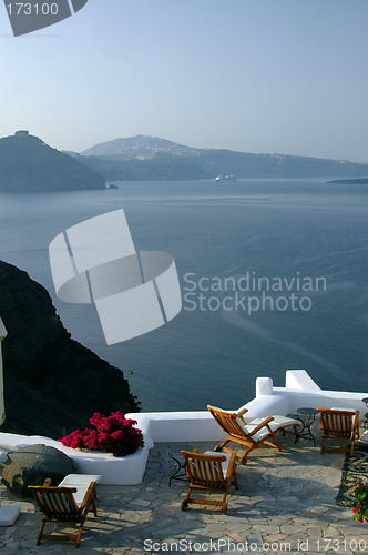 Image of incredible santorini patio with view