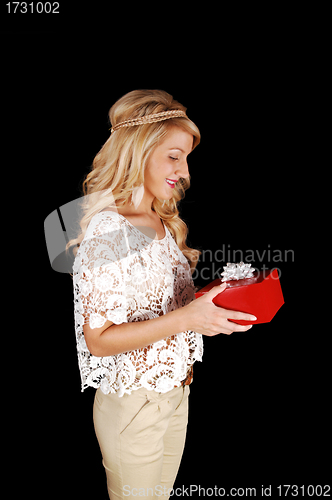 Image of Pretty girl with gift box.