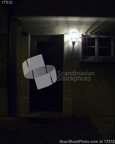 Image of House entrance at night