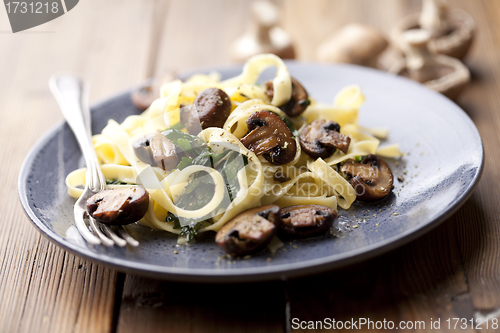 Image of tagliatelles with spinach and mushrooms