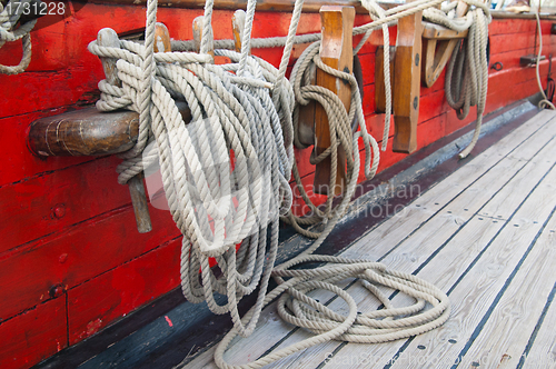 Image of Rigging of an ancient sailing vessel