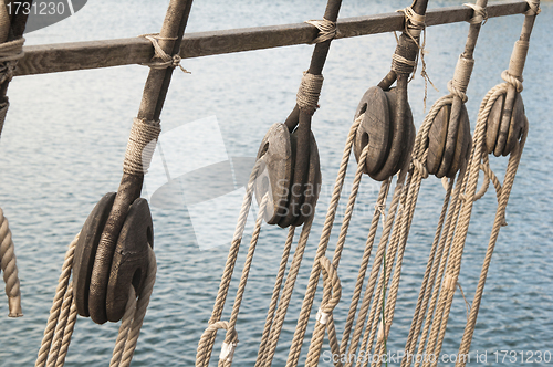 Image of Rigging of an ancient sailing vessel