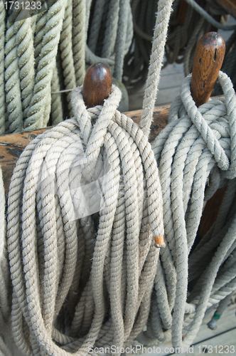 Image of Rigging of an ancient sailing vessel