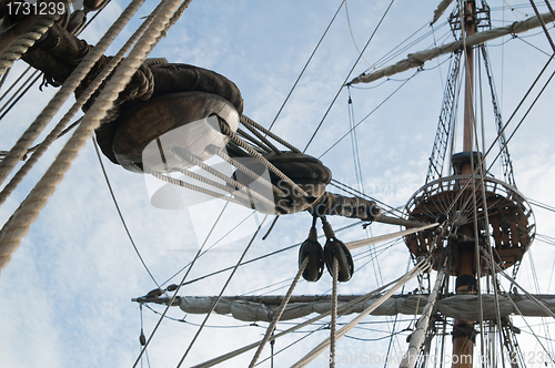 Image of Rigging of an ancient sailing vessel