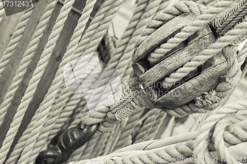 Image of Rigging of an ancient sailing vessel