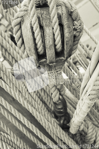 Image of Rigging of an ancient sailing vessel