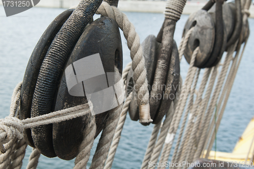 Image of Rigging of an ancient sailing vessel