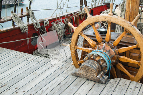 Image of Steering wheel of an ancient sailing vessel