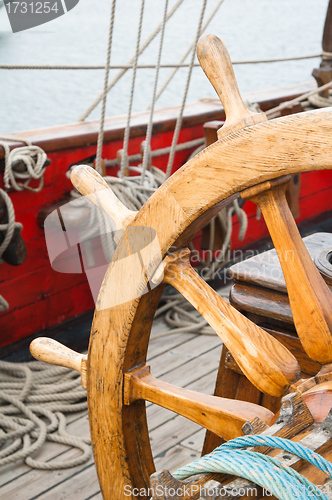 Image of Steering wheel of an ancient sailing vessel