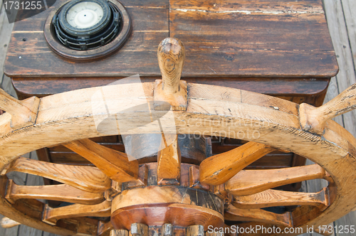 Image of Steering wheel of an ancient sailing vessel