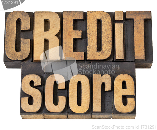 Image of credit score in wood type