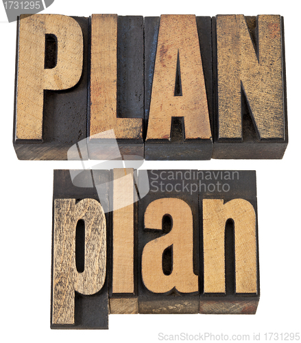 Image of plan word in letterpress wood type