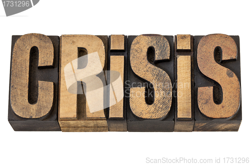 Image of crisis word in vintage wood type