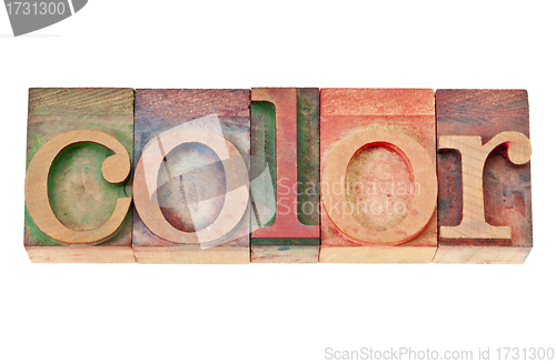 Image of color word in wood type
