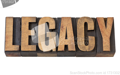 Image of legacy word in vintage wood type