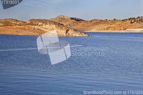 Image of sea kayak on a Colorado mountain lake