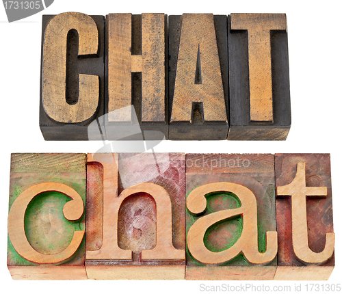 Image of chat word in letterpress wood type