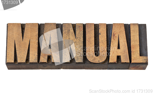Image of manual  word in wood type