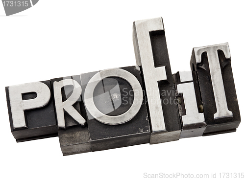 Image of profit word in metal type