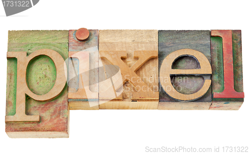 Image of pixel word in wood type