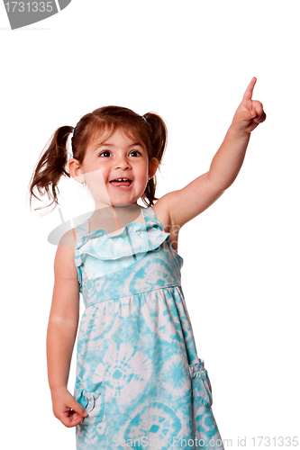 Image of Little girl pointing up