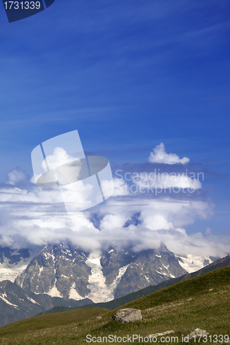Image of High mountains in clouds