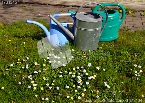 Image of Garden watering-can spraying tools objects grass 