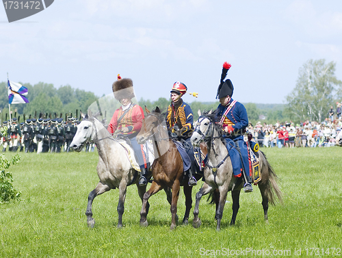 Image of Borodino battle. Cavalry wariors
