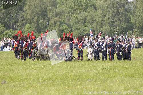 Image of Borodino battle. Soldiers defends themselves