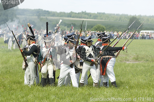 Image of Borodino battle. Soldiers defends themselves