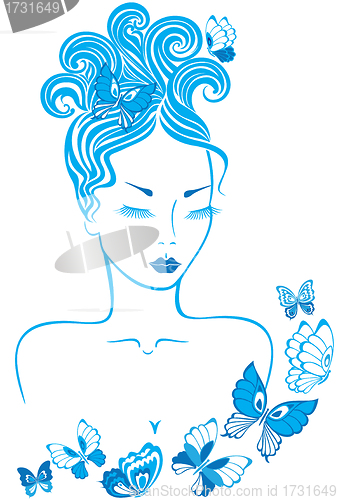 Image of Girl with butterflies