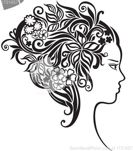 Image of Girl with a beautiful flowers in her hair