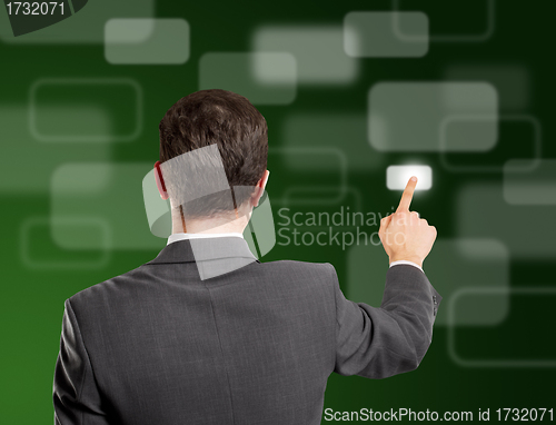 Image of Business Man Push the Button