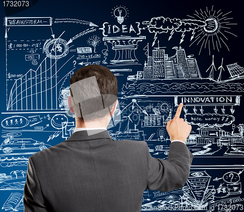 Image of Business Man Push the Button